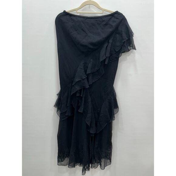 Cami Womens Black Whimsigoth Chiffon Steampunk Goth Layered Maxi Skirt Silk Sz M - Picture 2 of 8